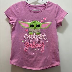 Star Wars Pink Short Sleeve Tee with Baby Yoda Design